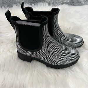 JEFFREY Campbell Plaid Cloudy V Rain Boots